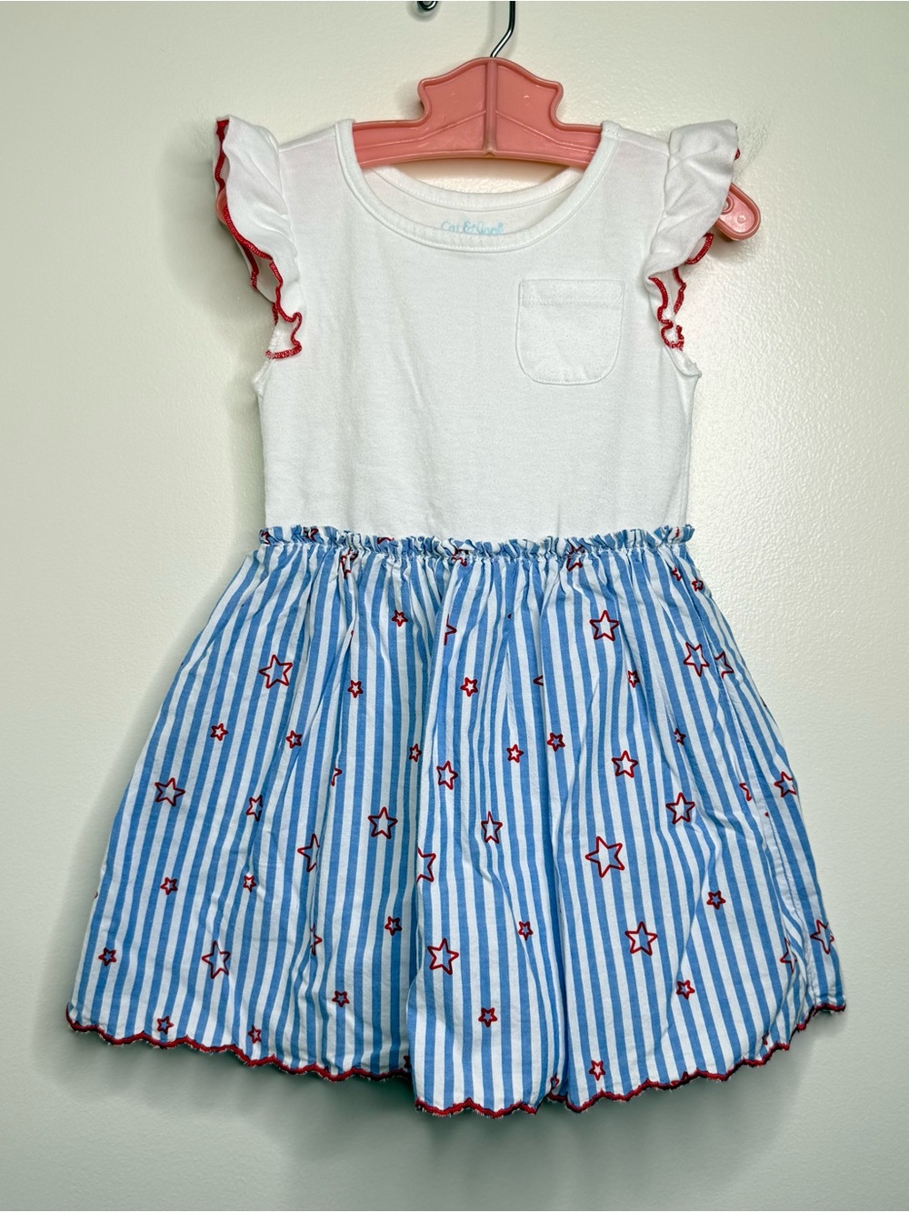 Cat & Jack Patriotic Dress Size 3T 4th of July Red White Blue Summer Stars